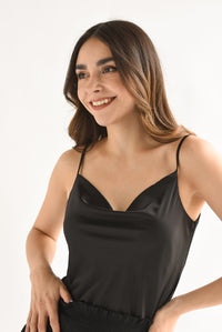 Fashion Styled Top lencero tirante  Negro