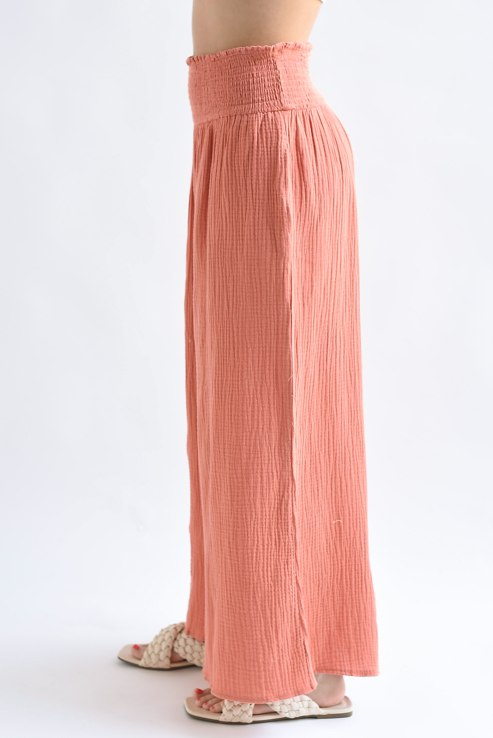 Pantalón boho pretina ancha Coral