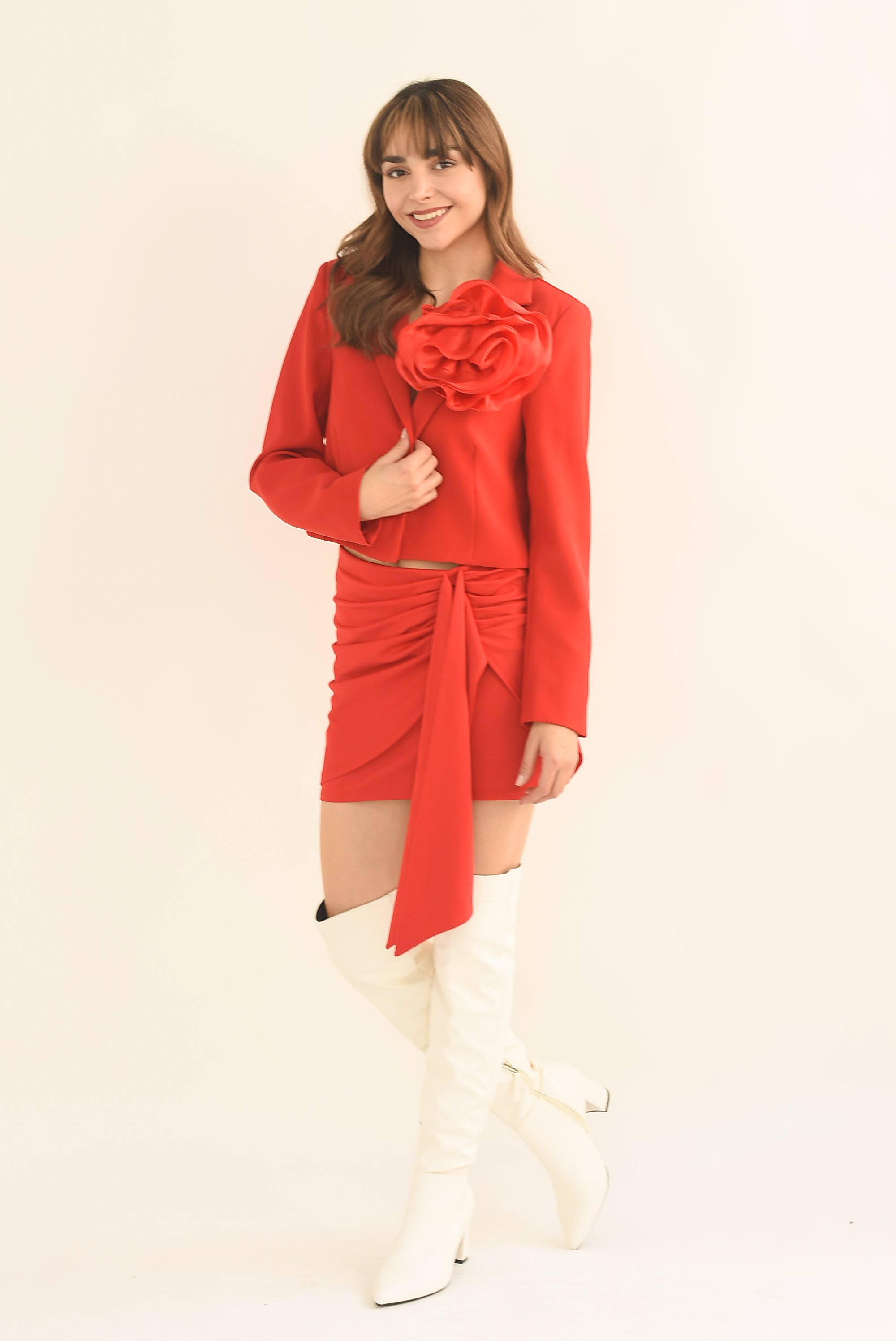 Falda corta drapeado lateral Roja