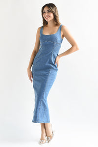 Fashion Styled Vestido simulación corsete Denim