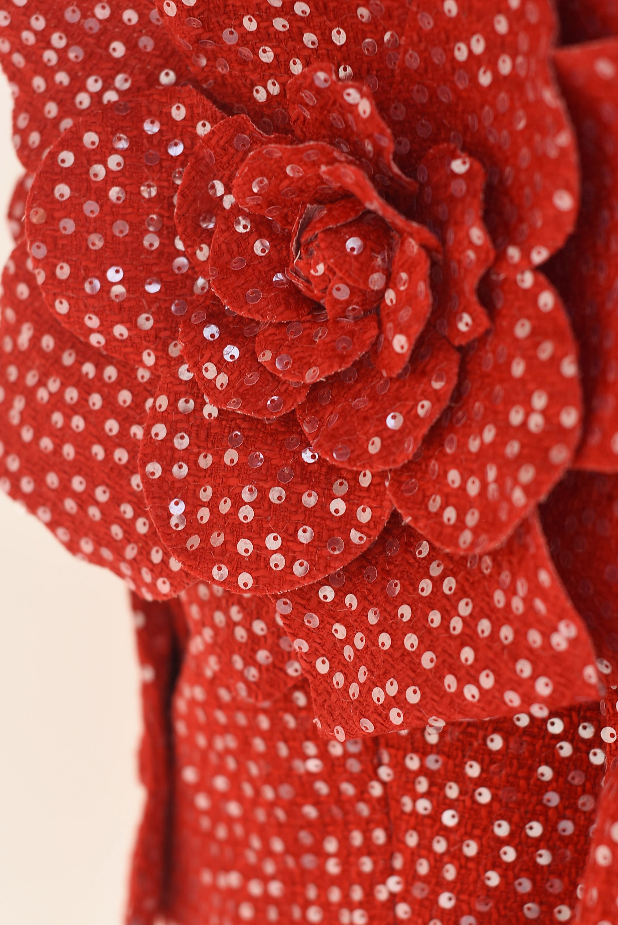Blazer crop lentejuela maxi Flor 3D Rojo