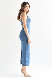 Fashion Styled Vestido simulación corsete Denim