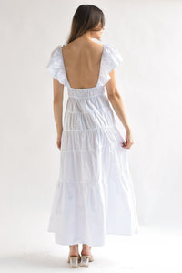 Fashion Styled Vestido largo olanes y lazos Blanco