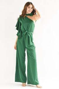 Fashion Styled Jumpsuit asimétrico Verde Esmeralda