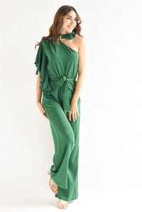 Fashion Styled Jumpsuit asimétrico Verde Esmeralda