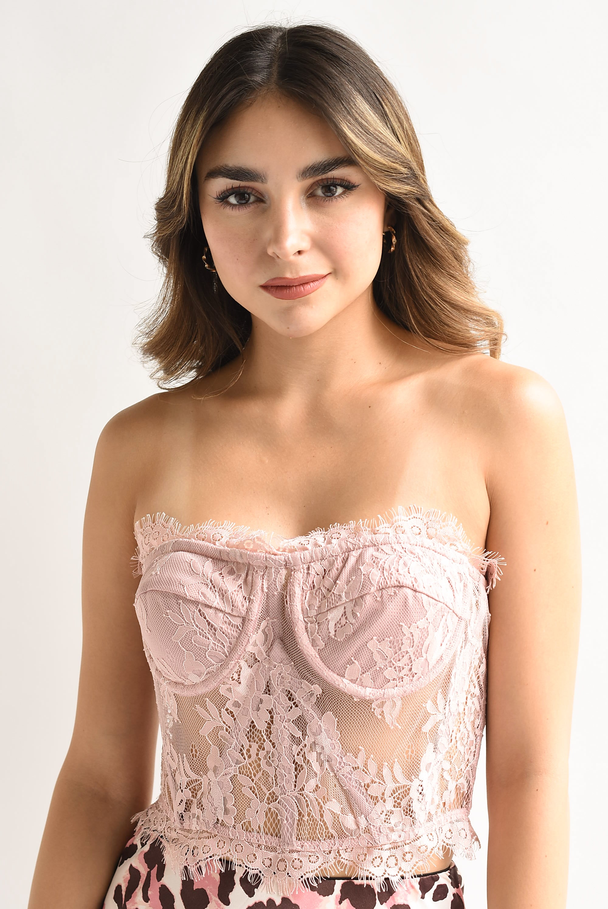 Bustier encaje Rosa palo