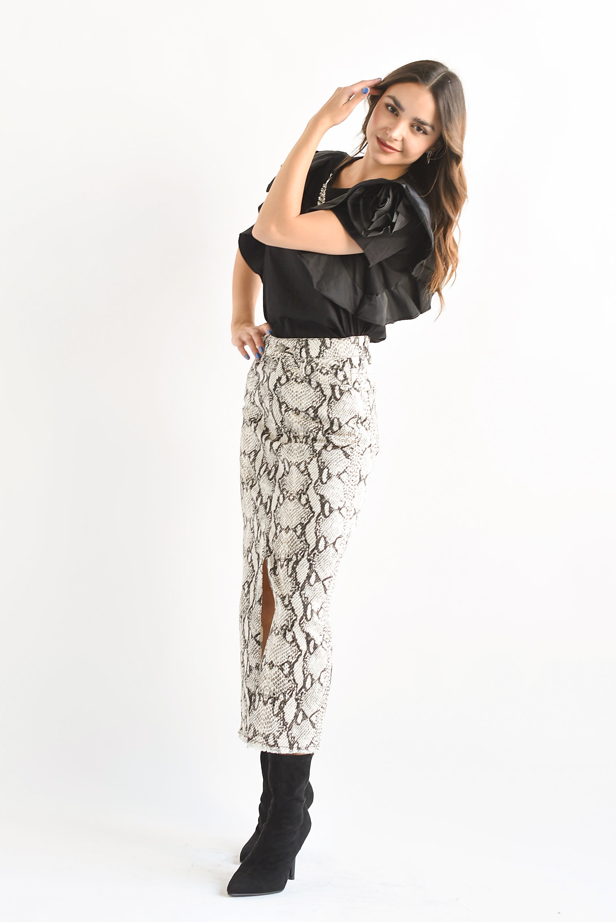 Falda recta Snake print