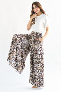 Fashion Styled Pantalón wide leg Leopardo Ivory