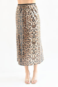 Fashion Styled Falda midi Leopardo con lentejuela