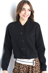 Fashion Styled Chamarra bomber felpa Negra