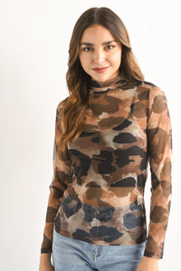 Fashion Styled Blusa mesh Animal Print