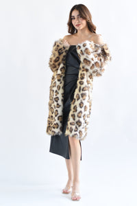 Fashion Styled Abrigo faux fur Leopardo