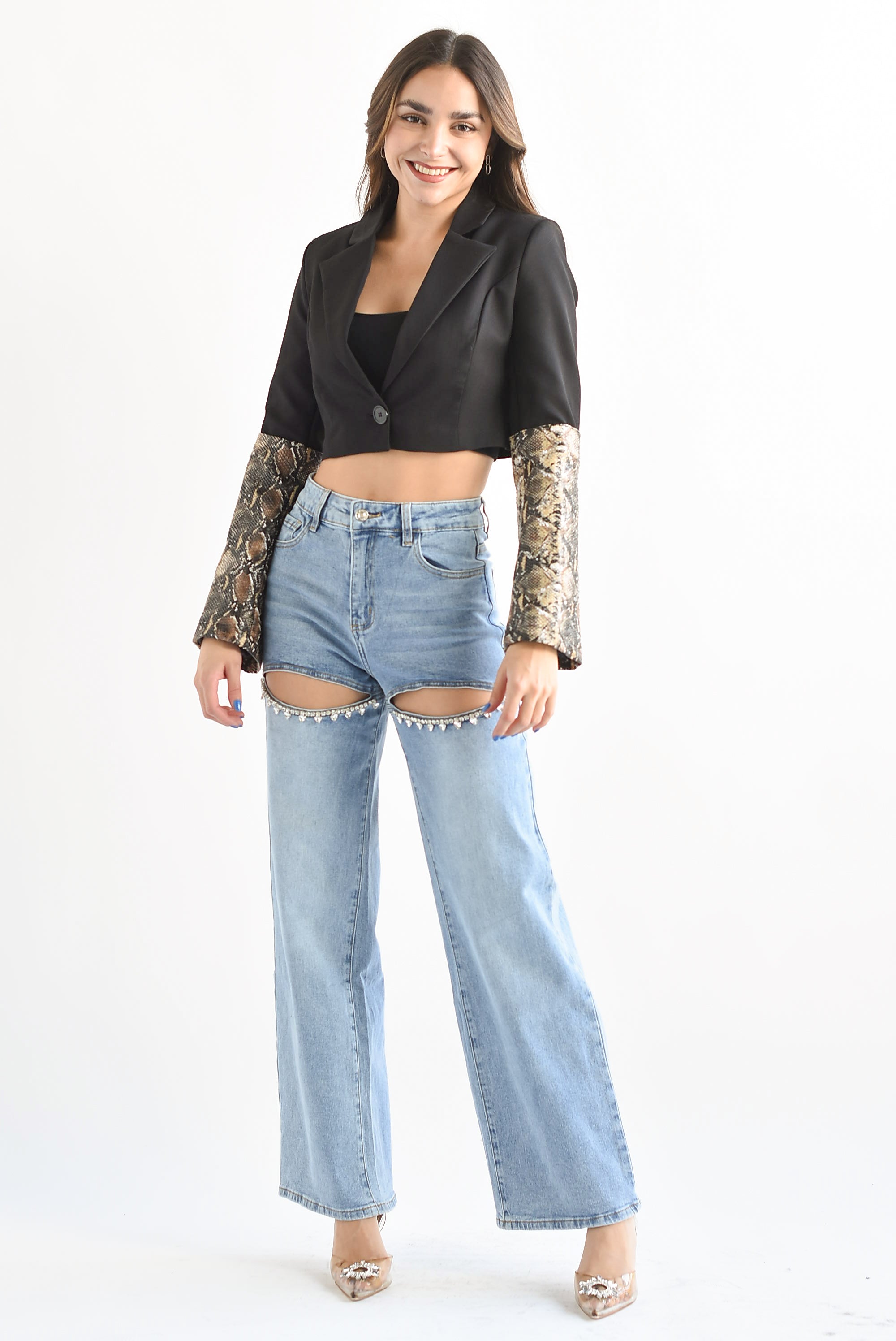 Blazer crop Snake Negro