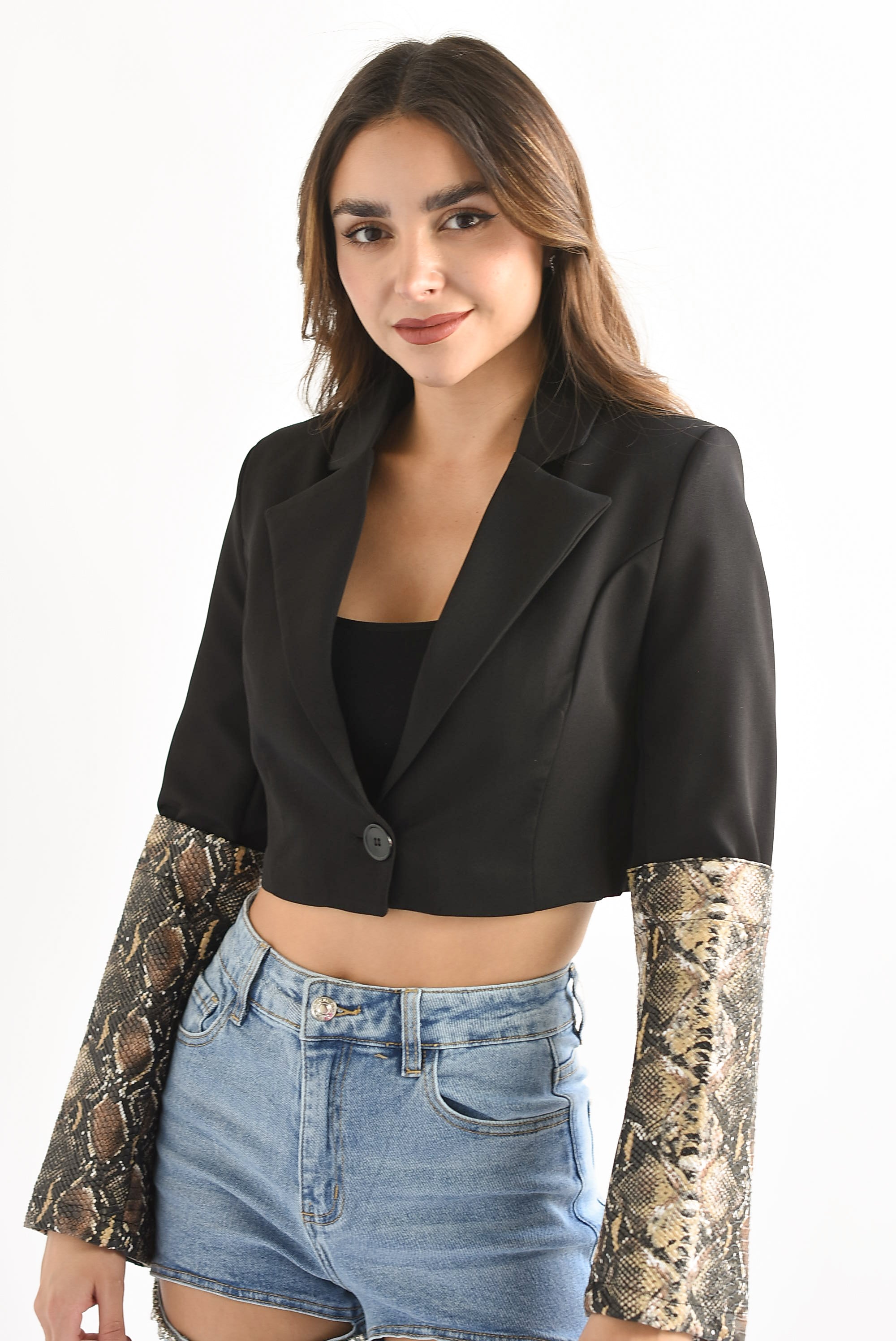 Blazer crop Snake Negro