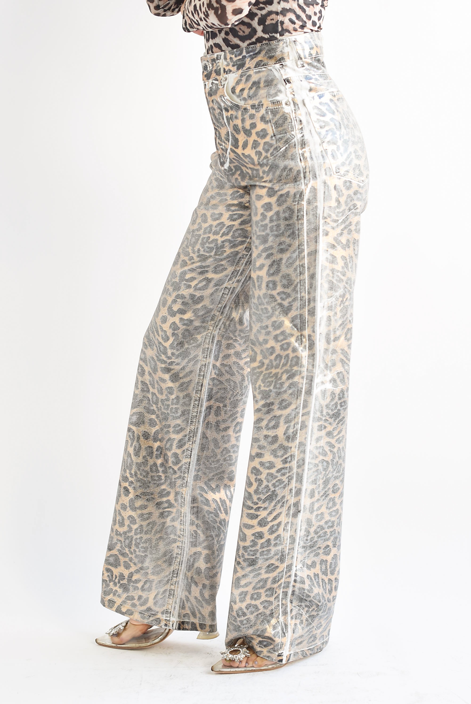 Jeans foil Leopardo Blanco