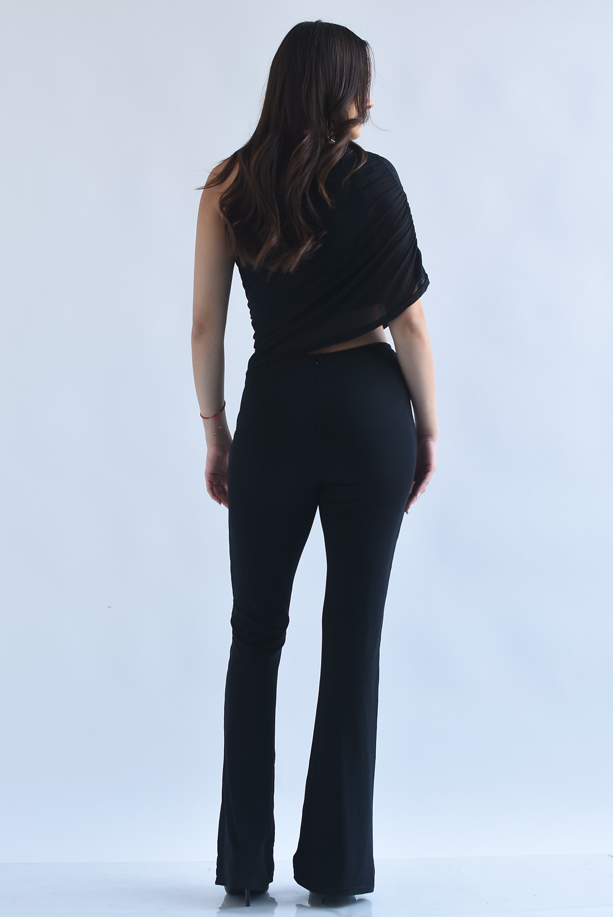 Jumpsuit flare mesh asimétrico