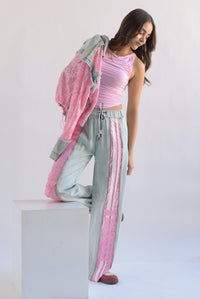 Fashion Styled Set Pantalón y Chamarra Denim encaje Rosa