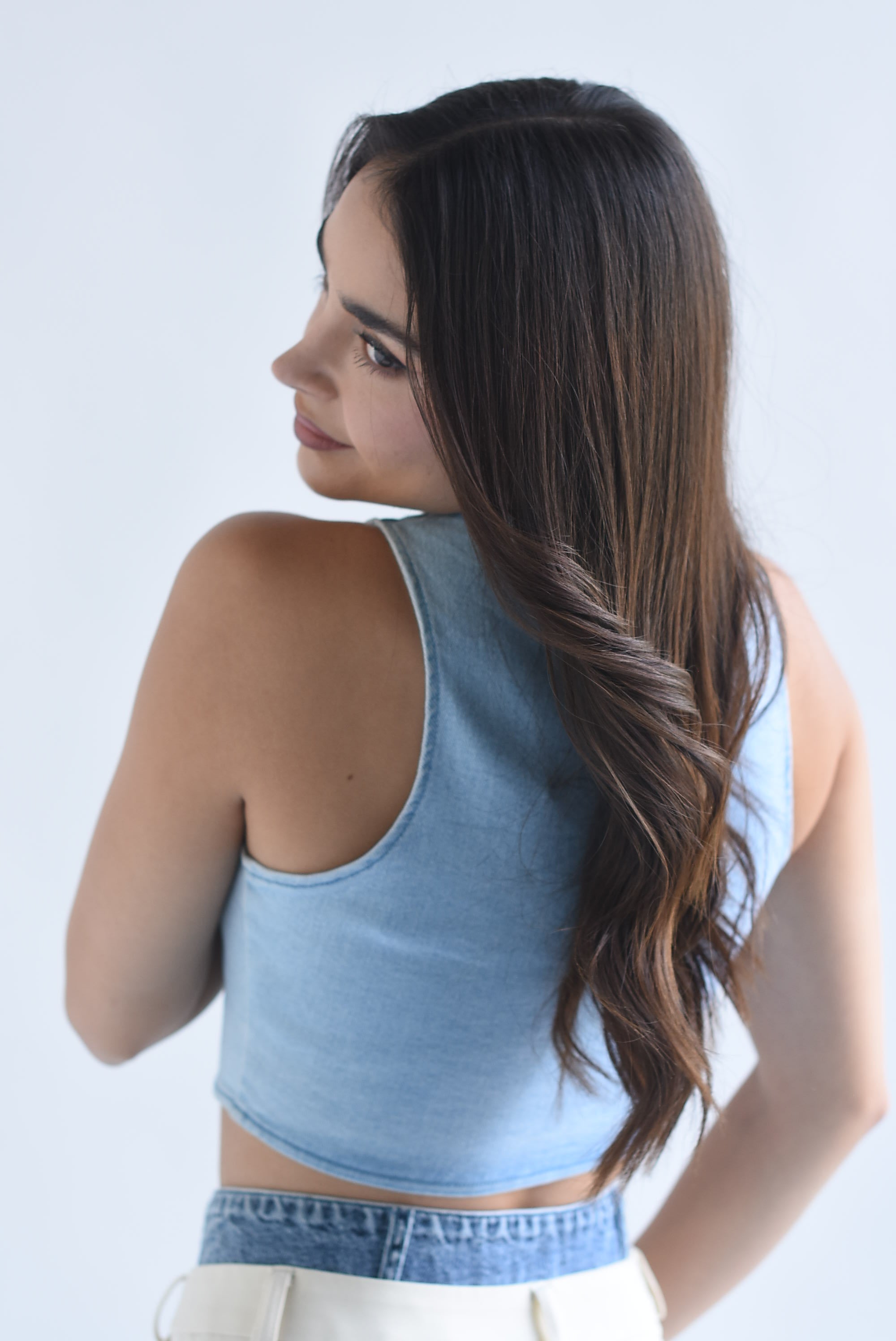 Chaleco corto Denim botones