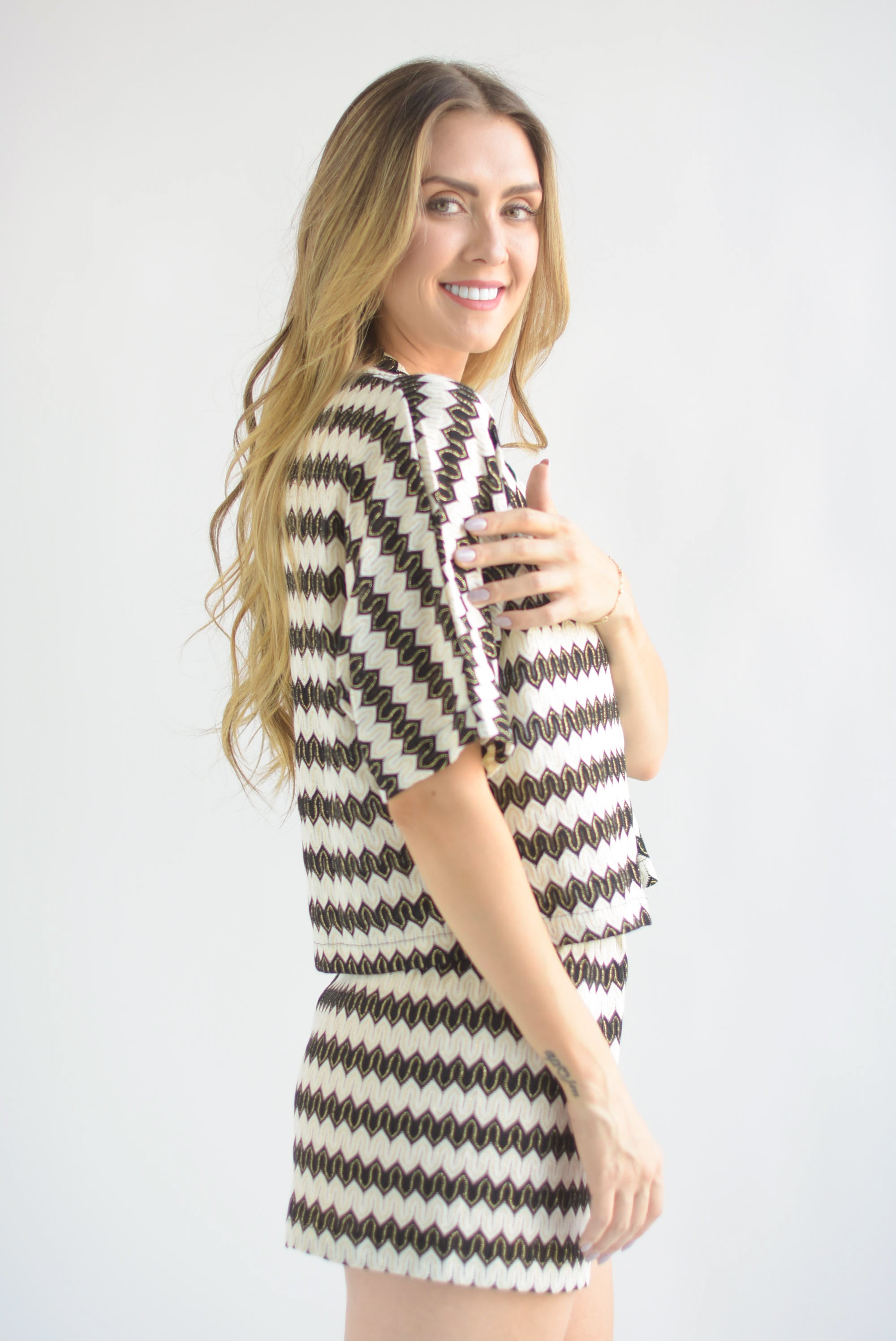 Set Short y Camisa estampado hilo metalizado