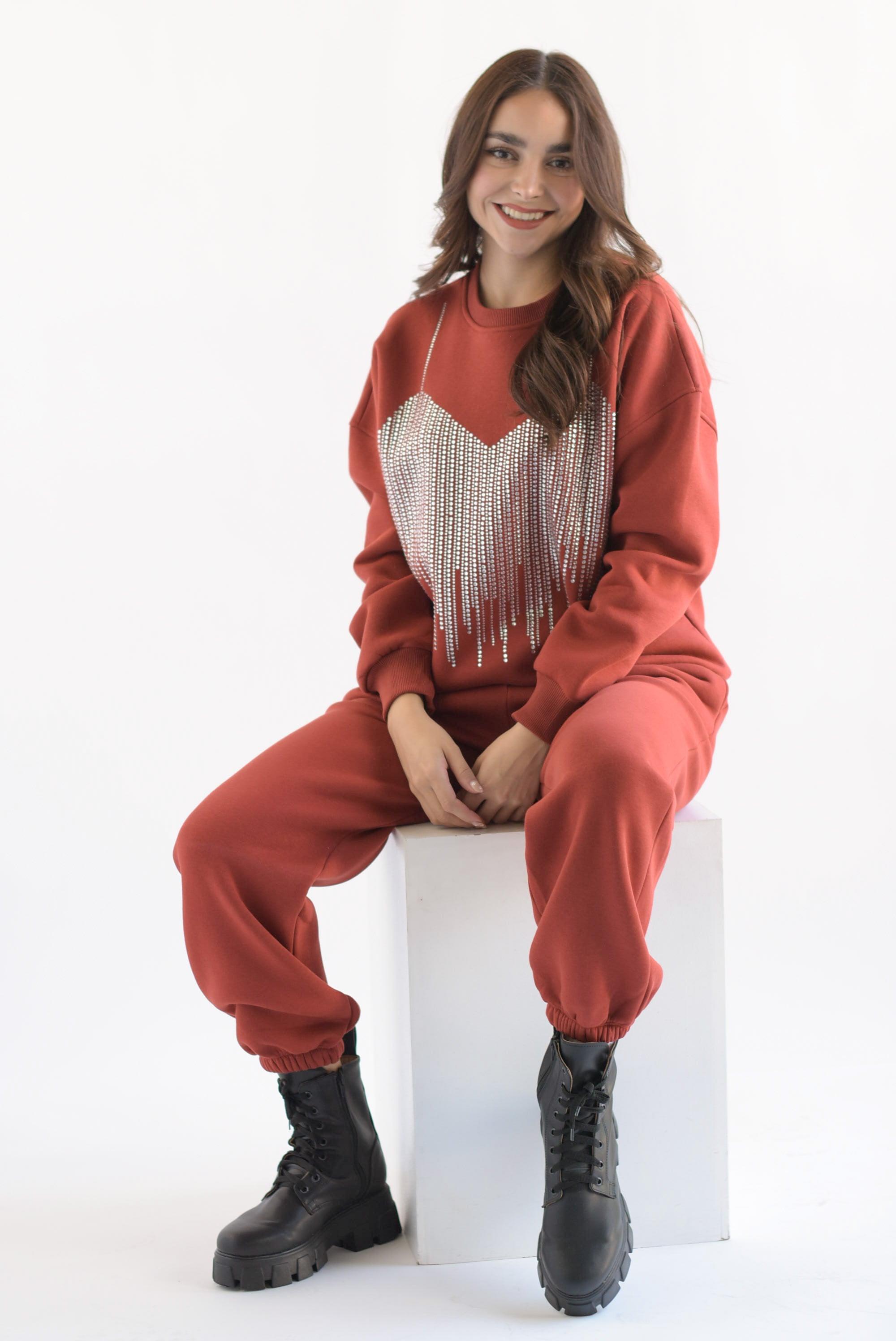 Set Pantalón y Sudadera corset brillos Shedron