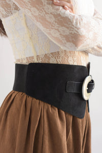 Fashion Styled Cinturón ancho elástico suede Negro