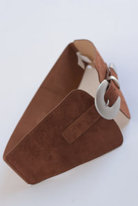 Fashion Styled Cinturón ancho elástico suede Café