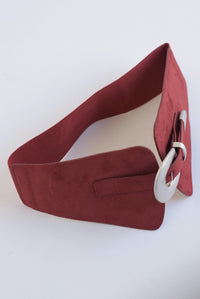 Fashion Styled Cinturón ancho elástico suede Vino