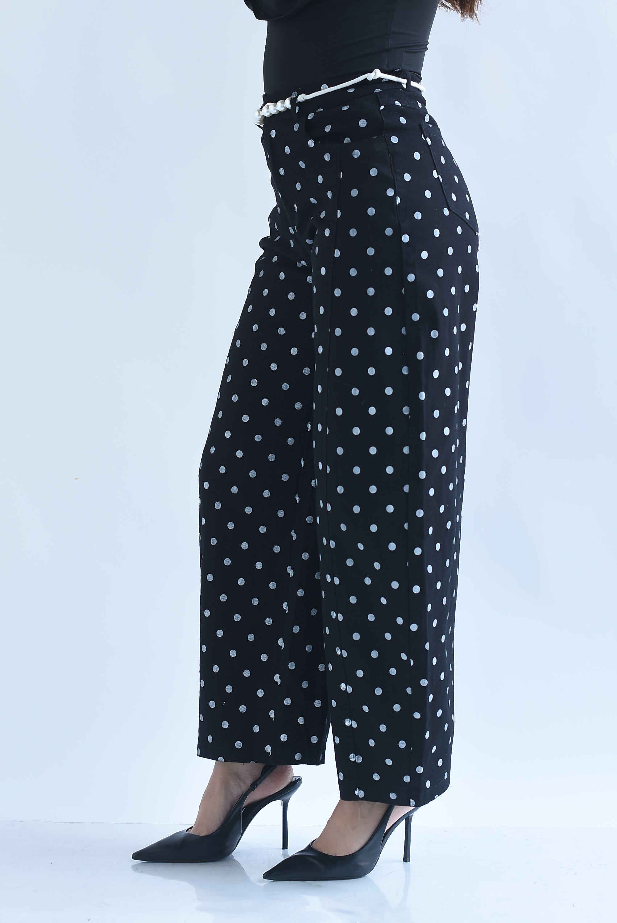 Jeans barrel polka dots jareta perlas