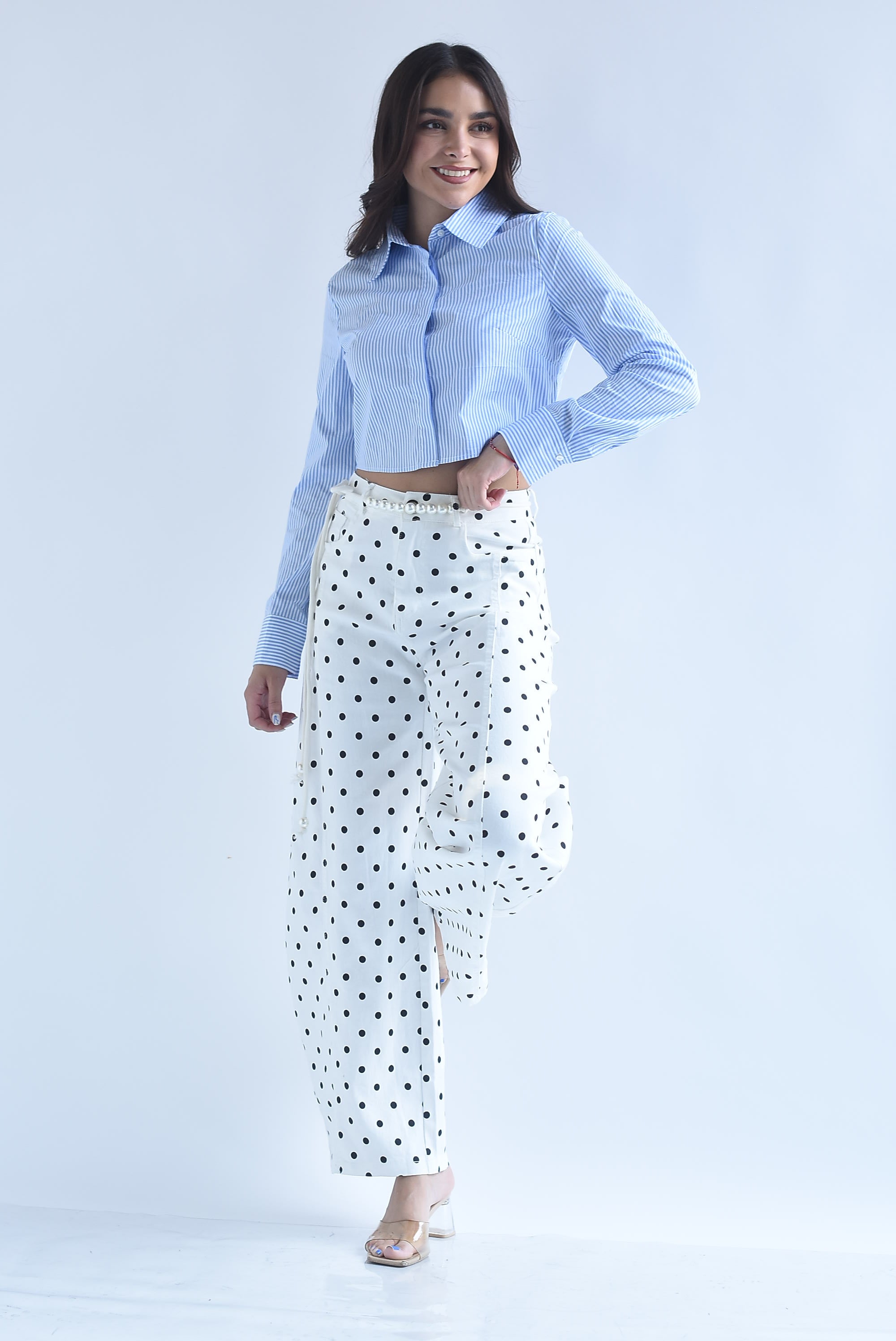 Jeans barrel polka dots jareta perlas