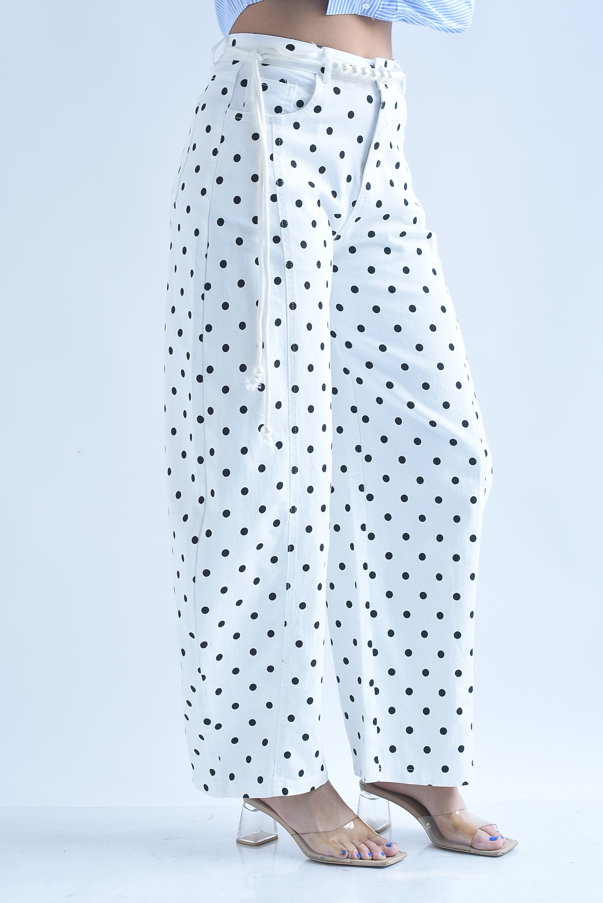 Jeans barrel polka dots jareta perlas