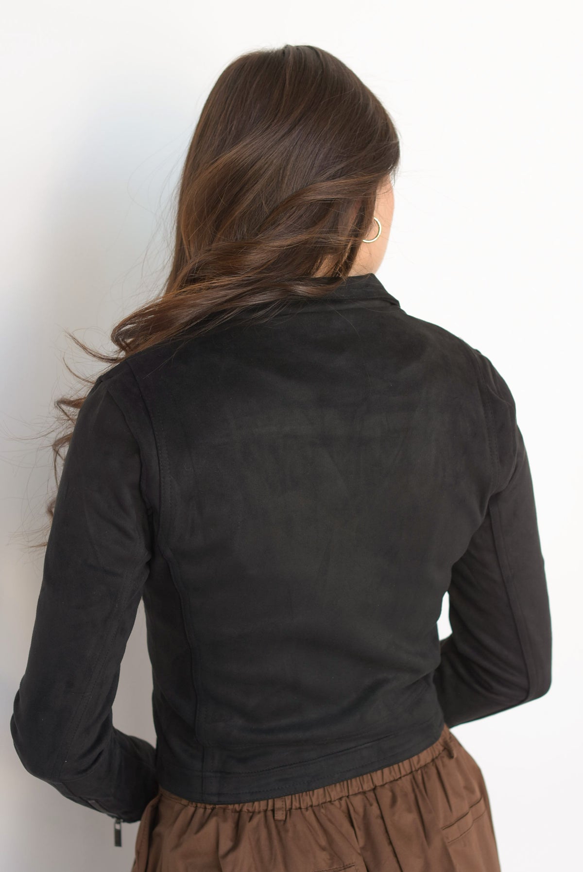 Chamarra biker suede Negro
