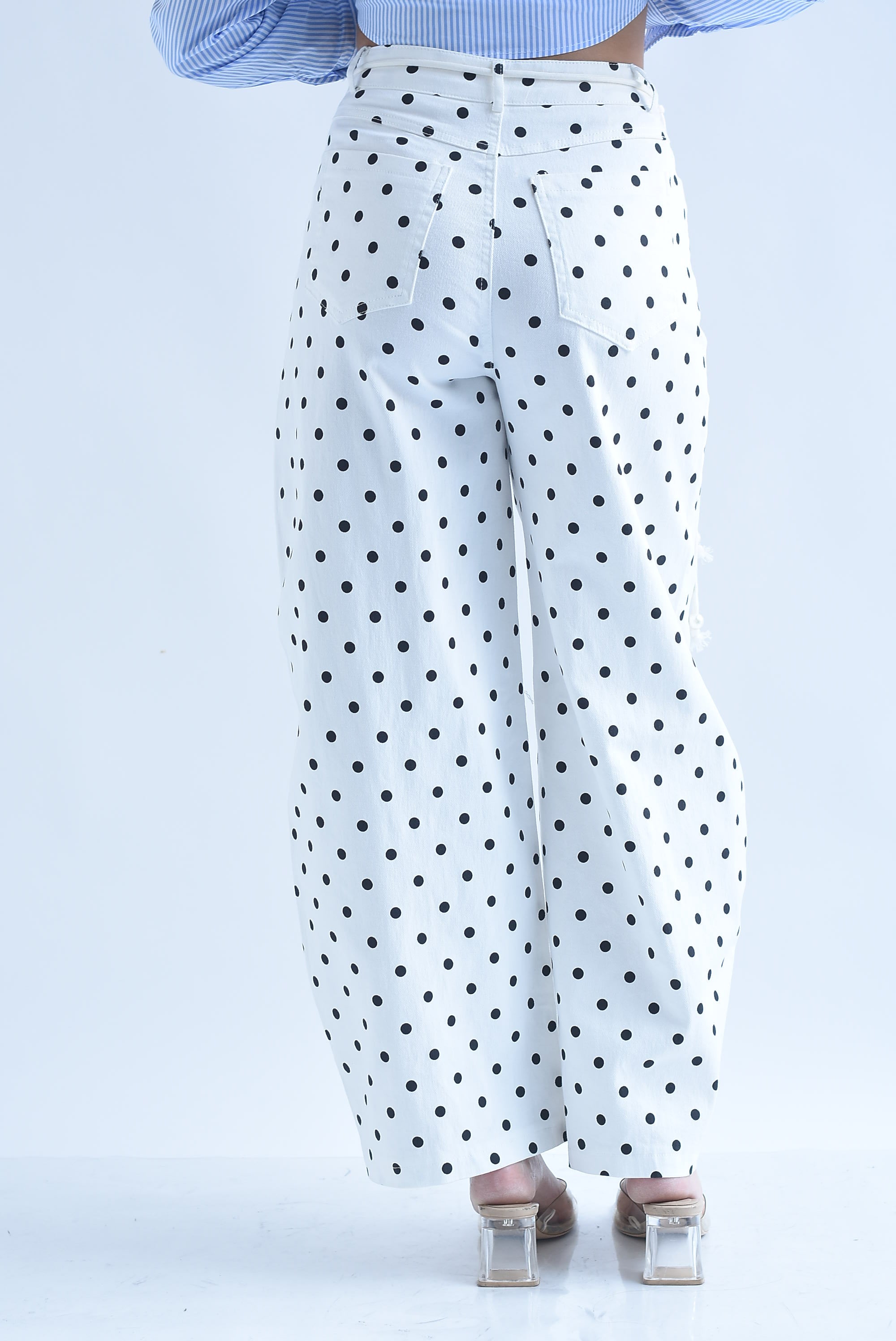 Jeans barrel polka dots jareta perlas