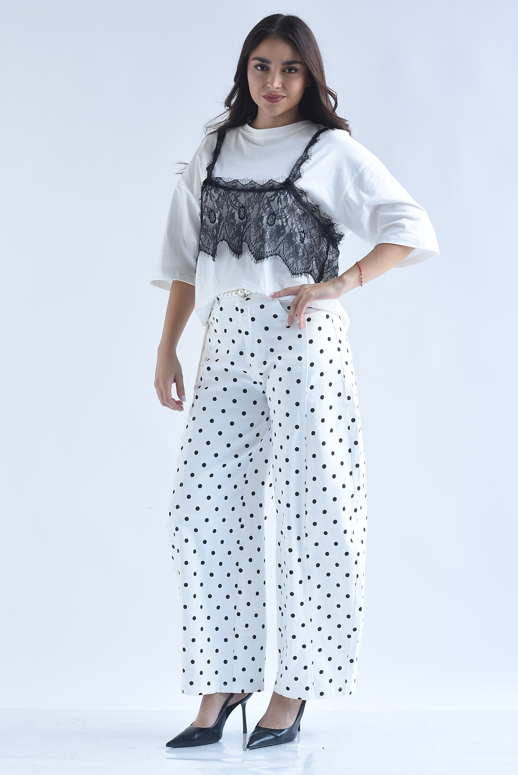 Jeans barrel polka dots jareta perlas
