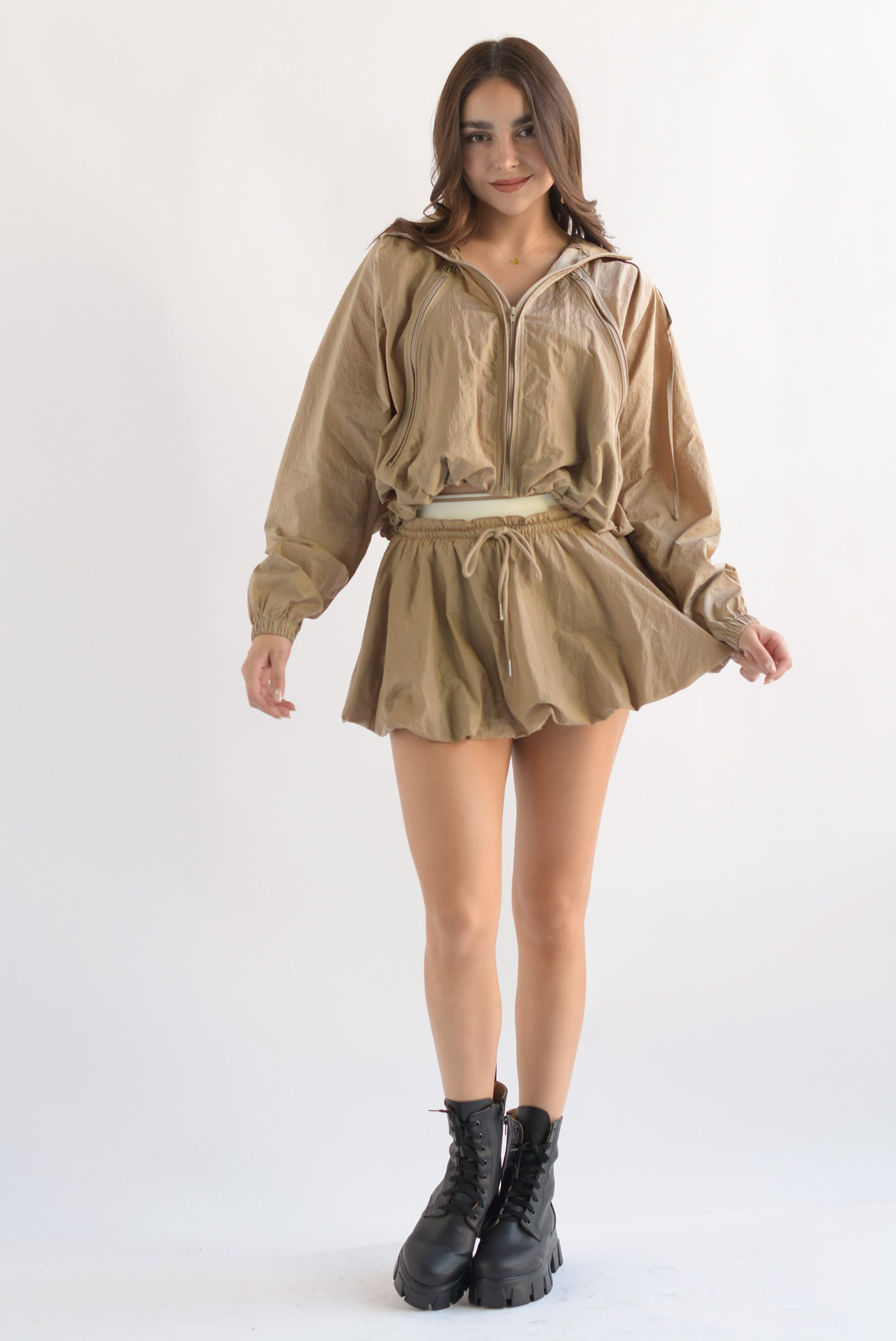 Set Falda y Chamarra globo parachute Moka