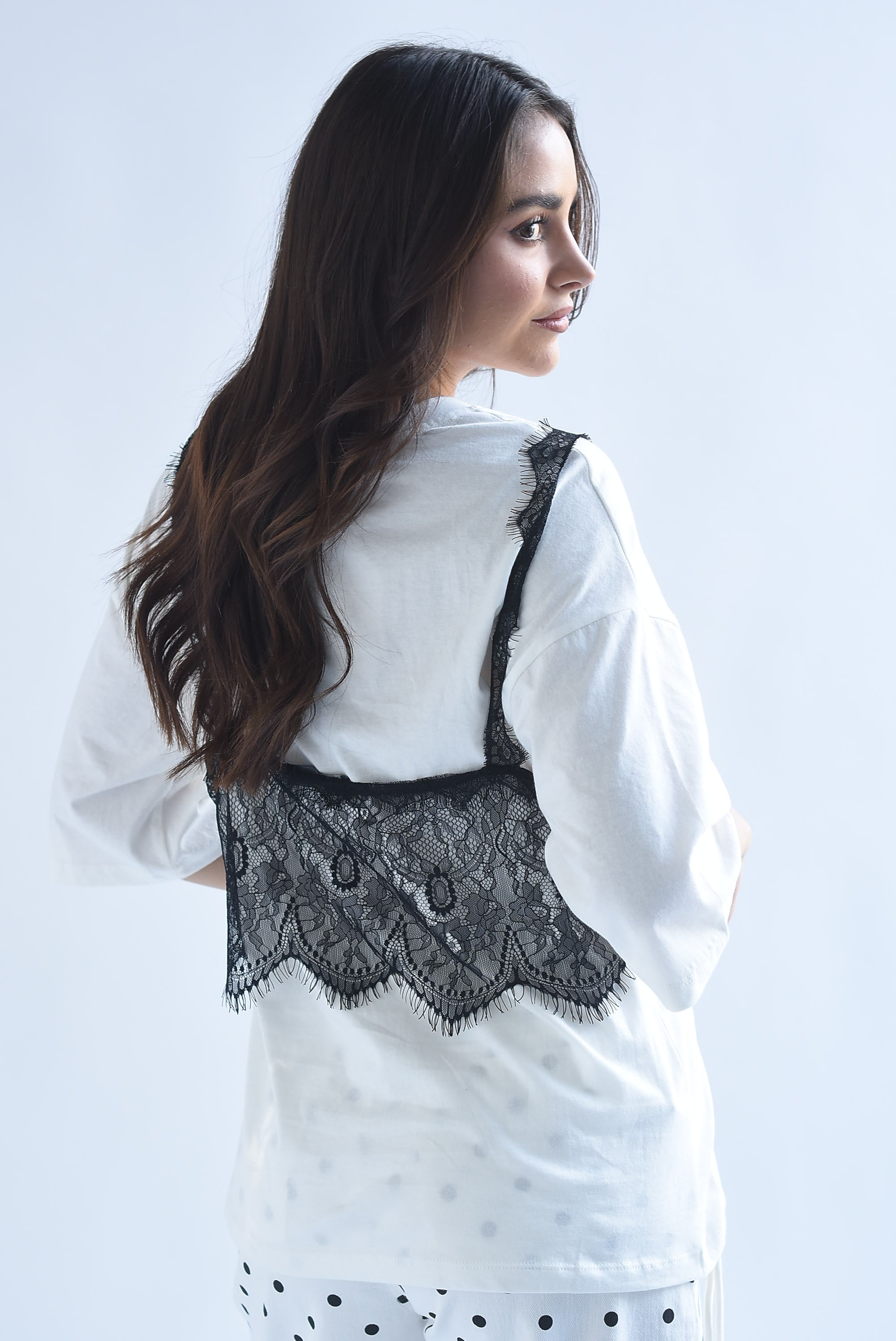 T-Shirt con Top corto encaje