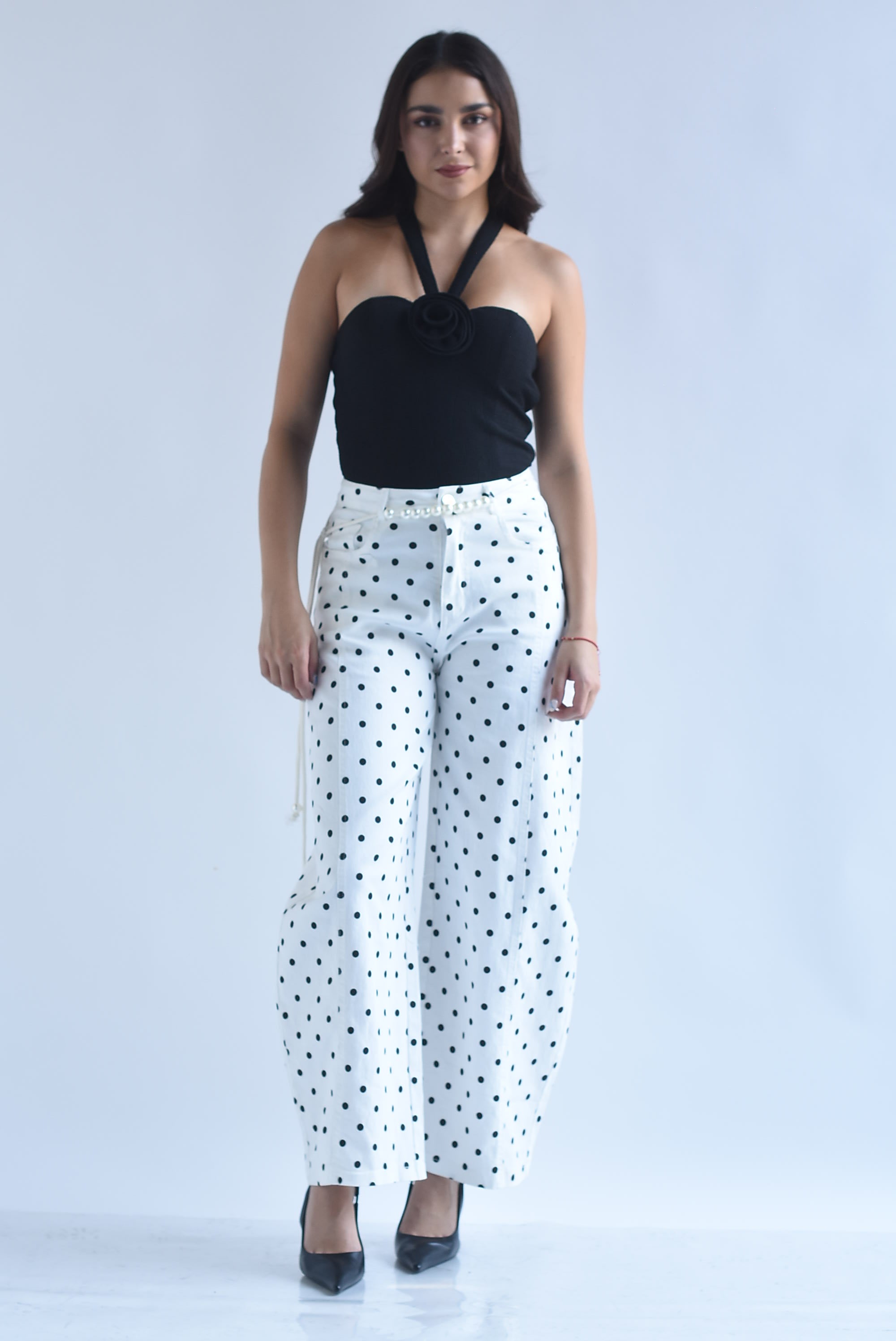 Jeans barrel polka dots jareta perlas