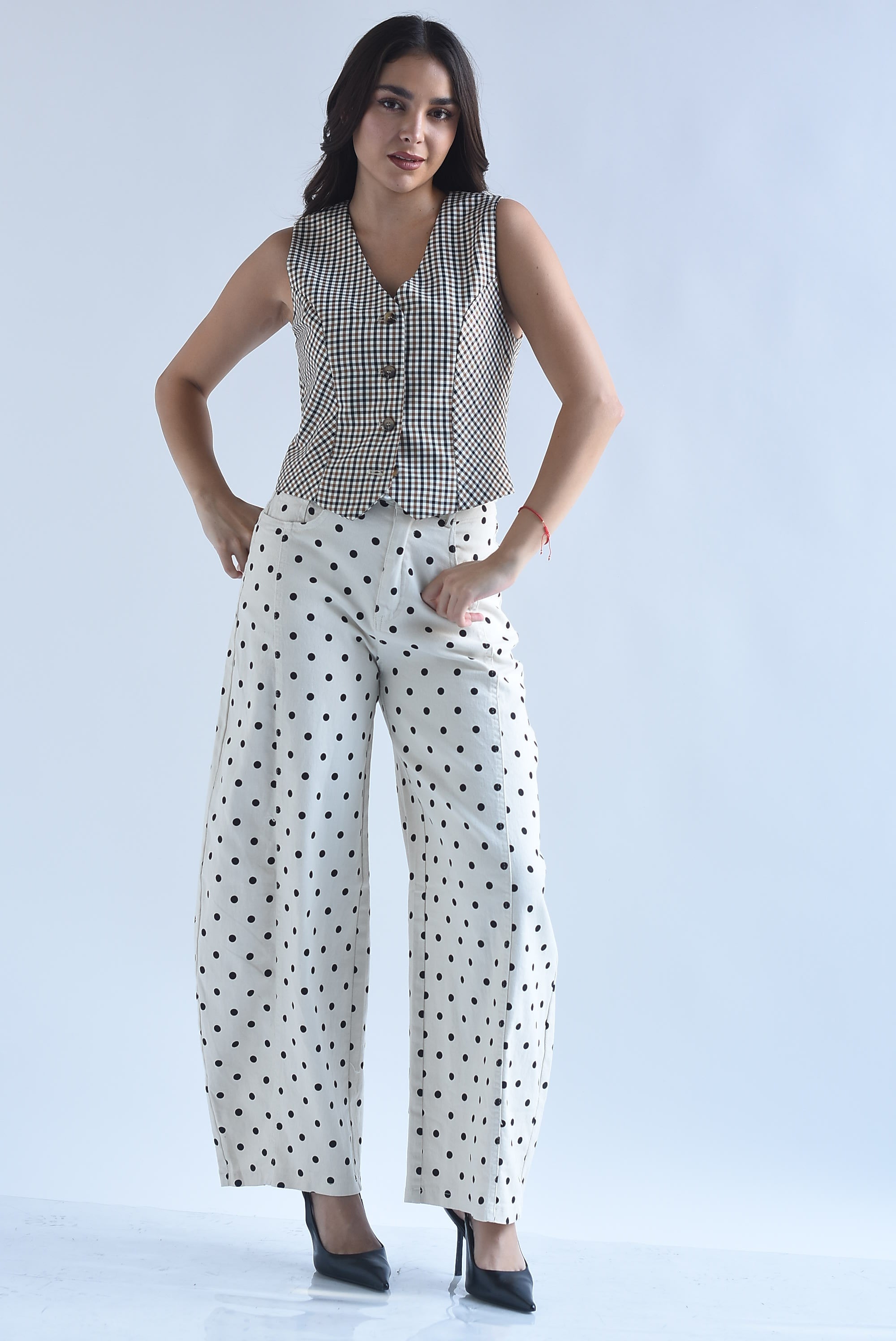 Jeans barrel polka dots jareta perlas