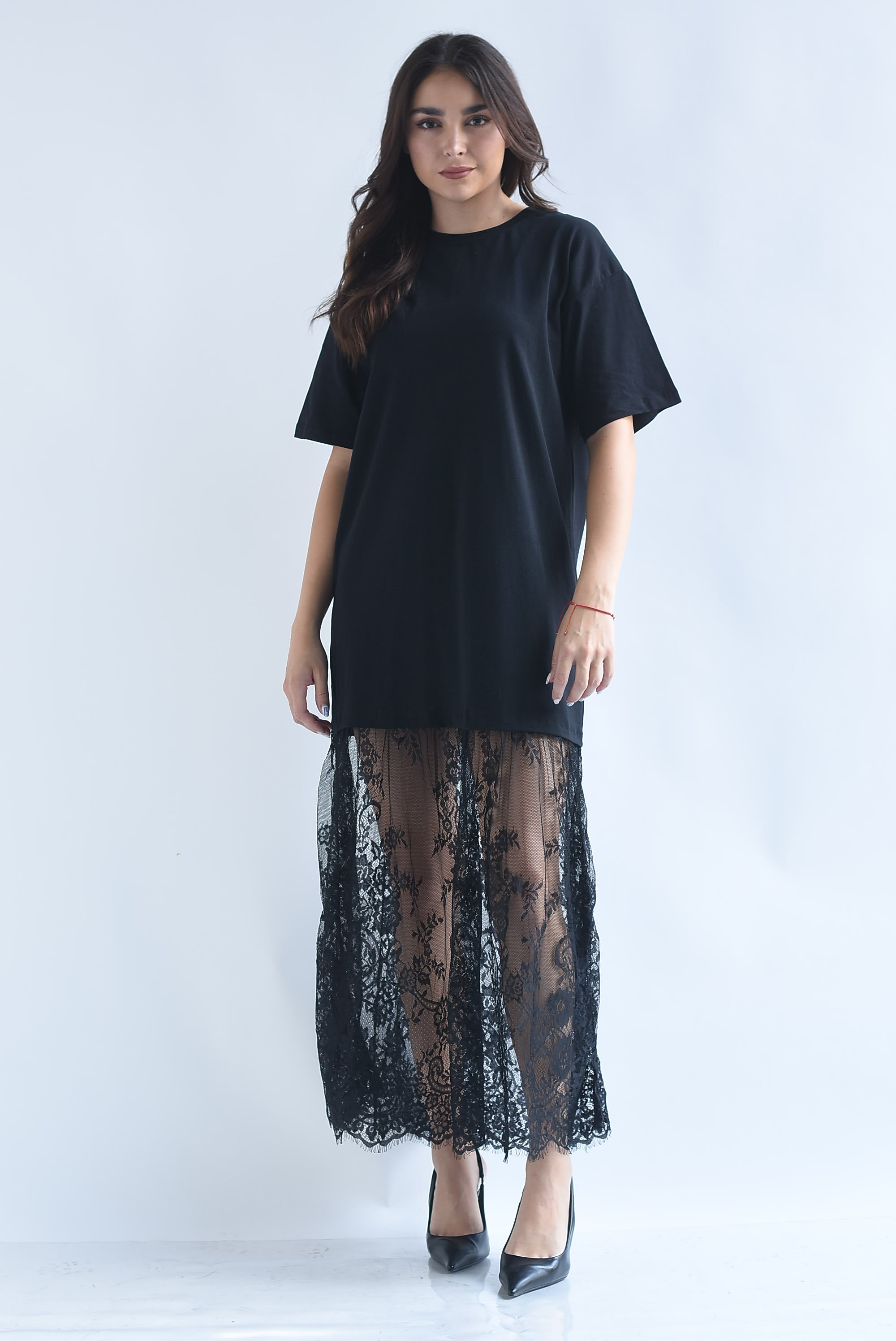 T-Shirt dress falda encaje flores