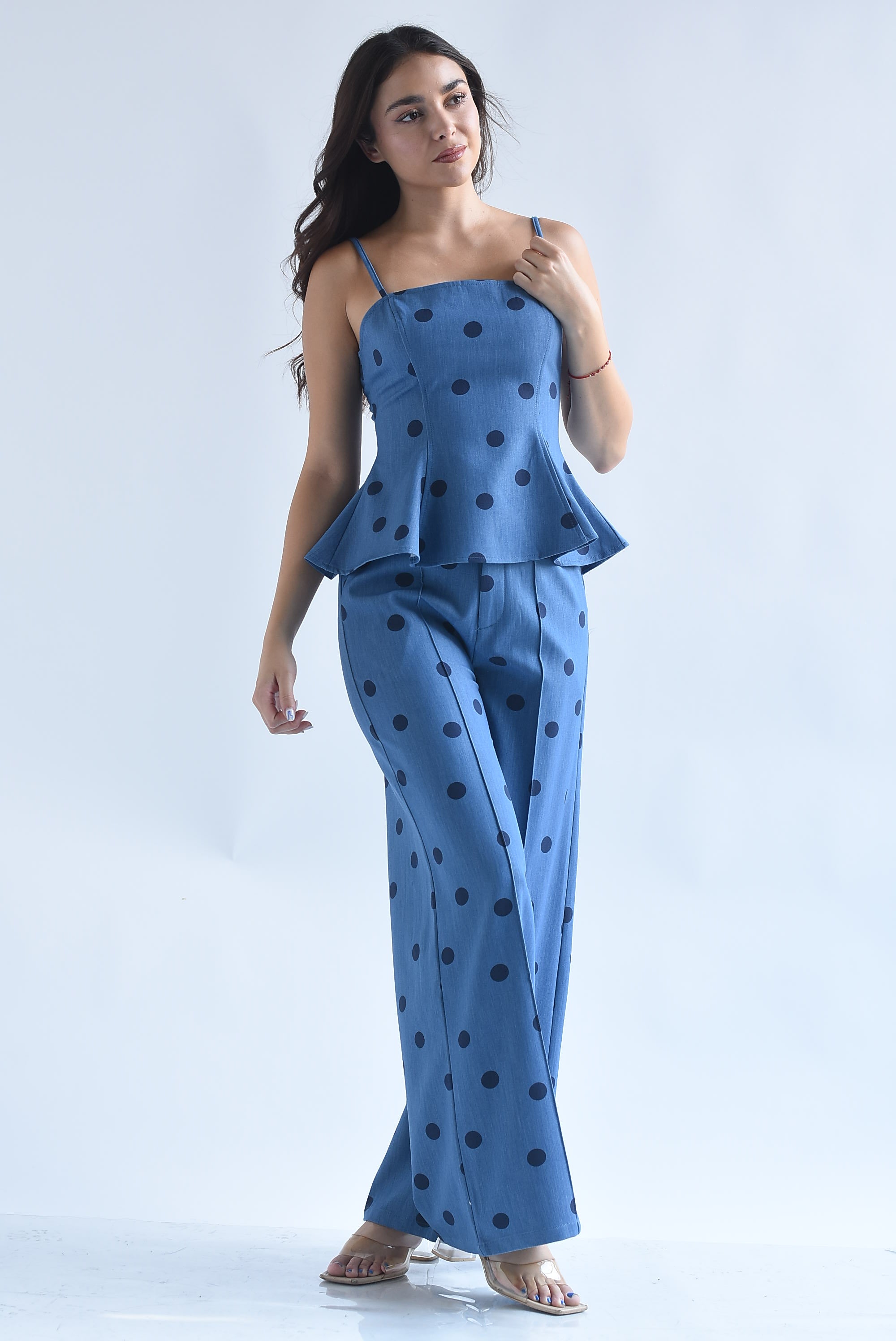 Set Pantalón y Blusa peplum polka dots