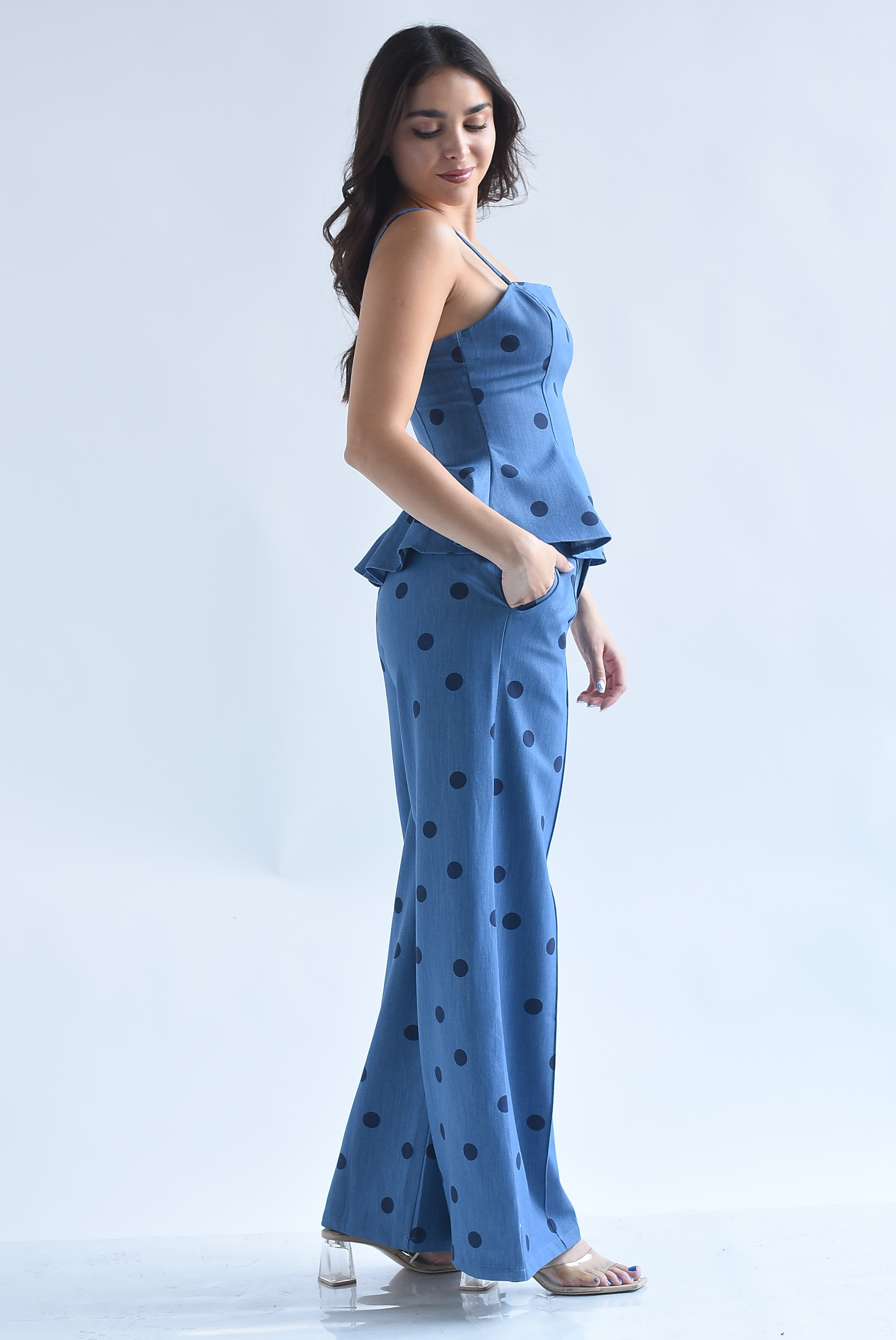 Set Pantalón y Blusa peplum polka dots