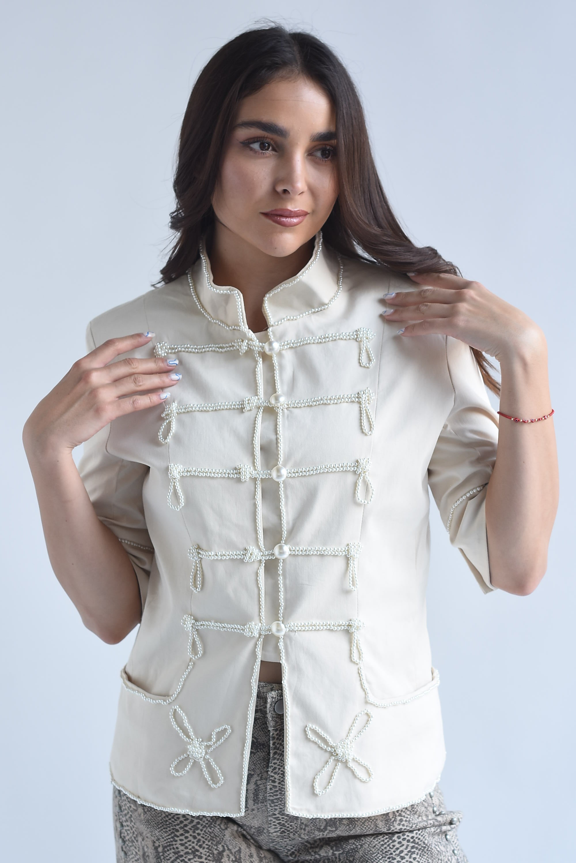 Blazer militar Chinese perlas