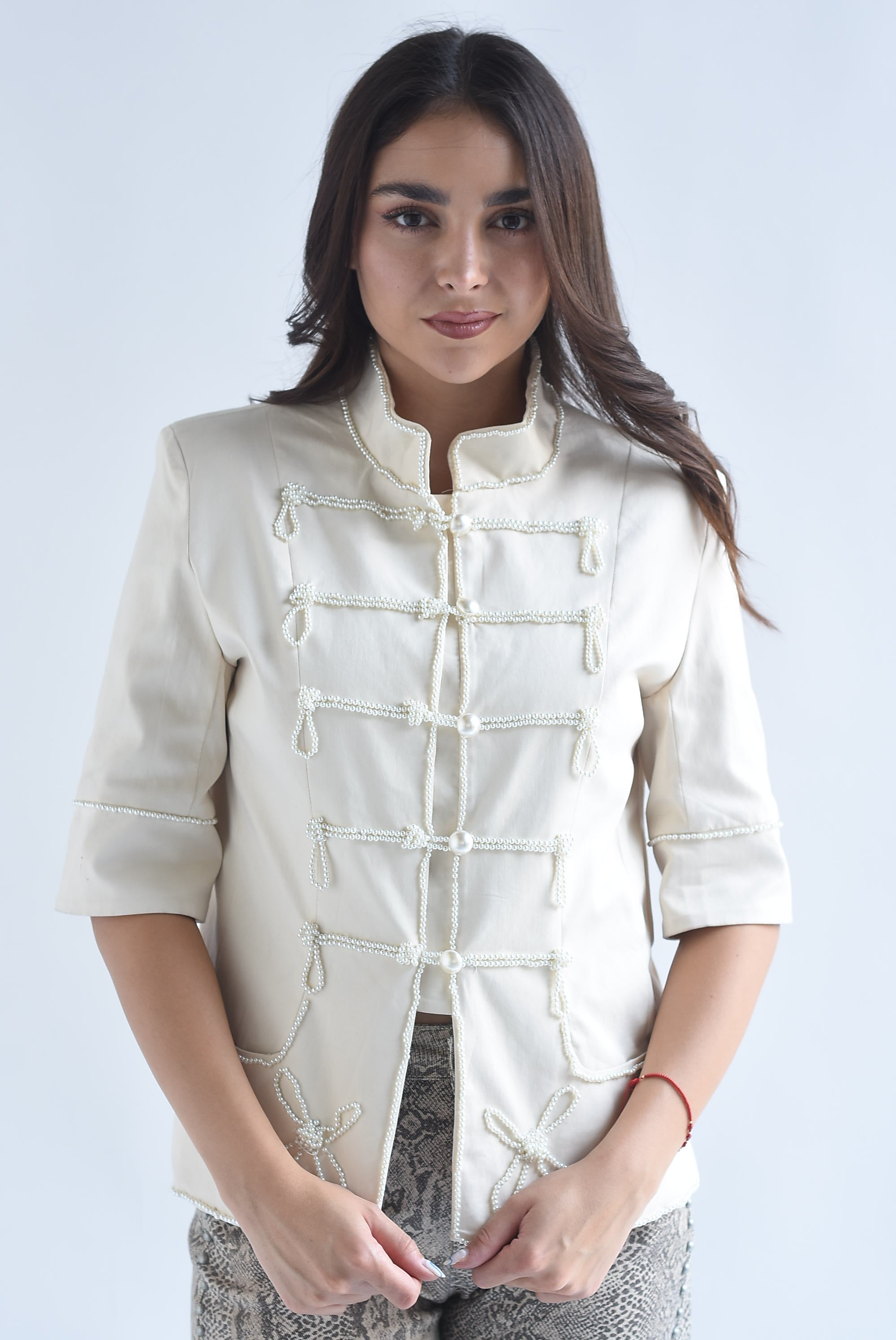 Blazer militar Chinese perlas