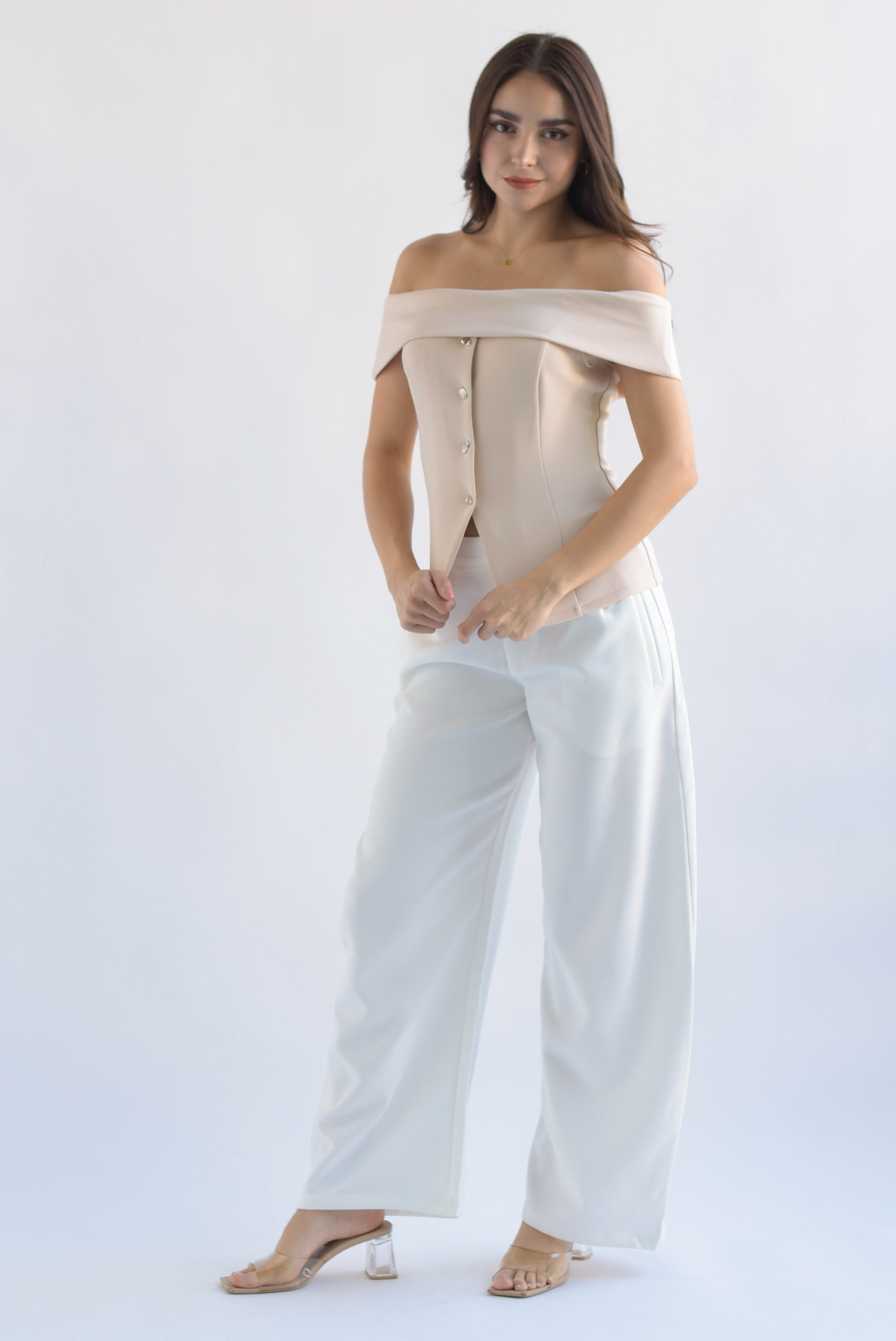 Pantalón de vestir barrel Blanco