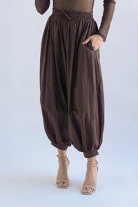 Fashion Styled Pantalón globo cintura elástica Espresso