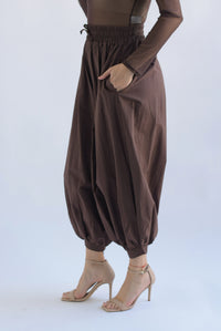 Fashion Styled Pantalón globo cintura elástica Espresso