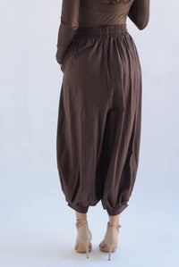 Fashion Styled Pantalón globo cintura elástica Espresso