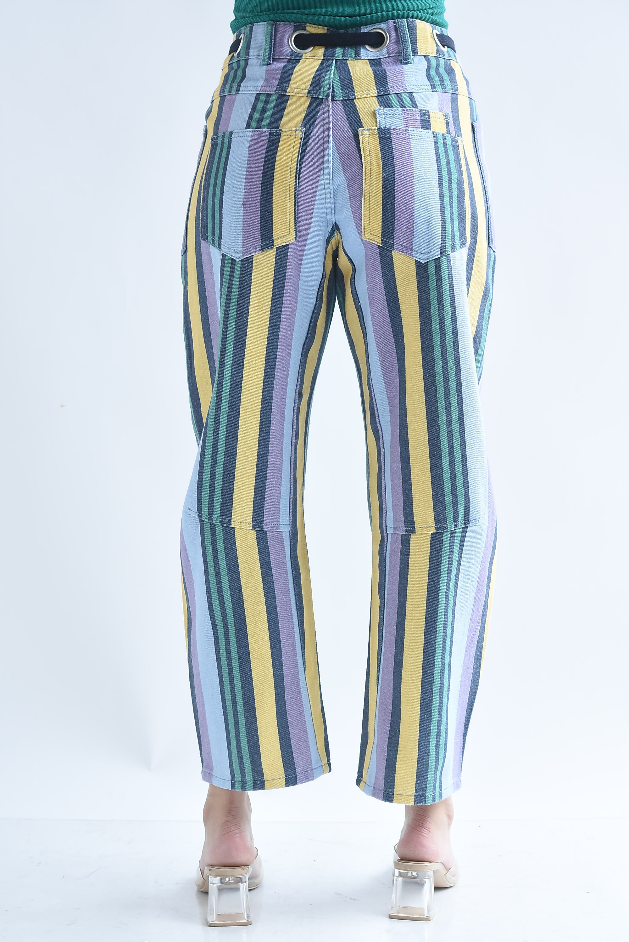 Jeans barrel rayas jareta