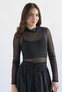 Fashion Styled Body mesh manga larga Negro