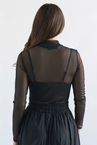 Fashion Styled Body mesh manga larga Negro