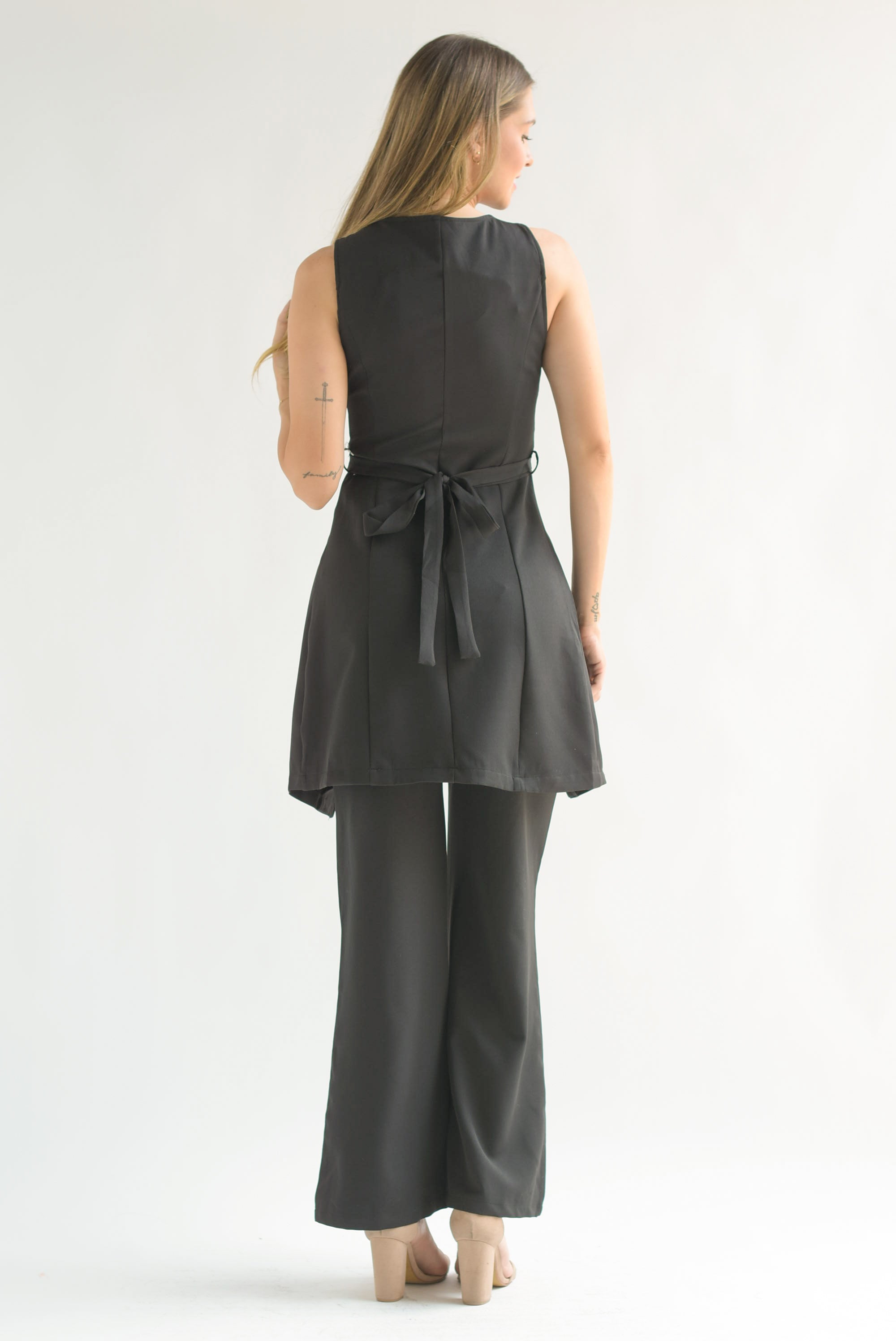 Set Pantalón y Chaleco largo Negro